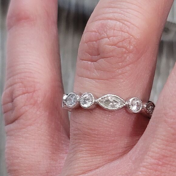 Full Eternity Band with Alternating Cut Cubic Zirconia Size 8 - Picture 2 of 6